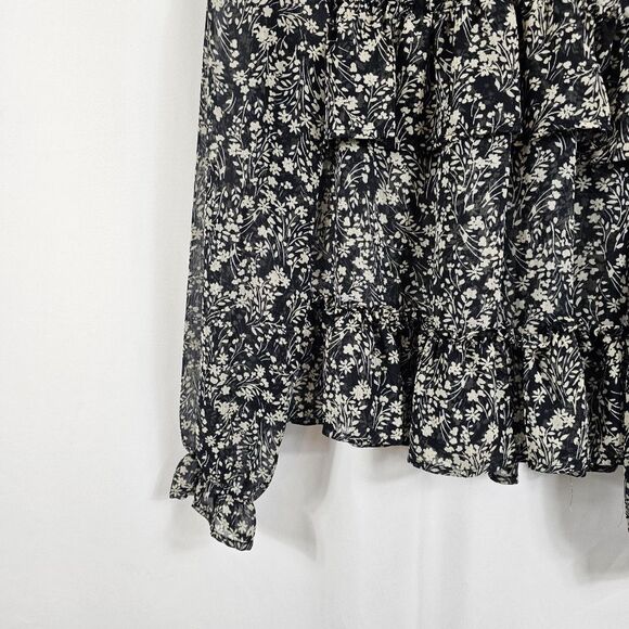 Lulus Simple Serenity Black Floral Print Ruffled Top in Black - Size S - Picture 5 of 7